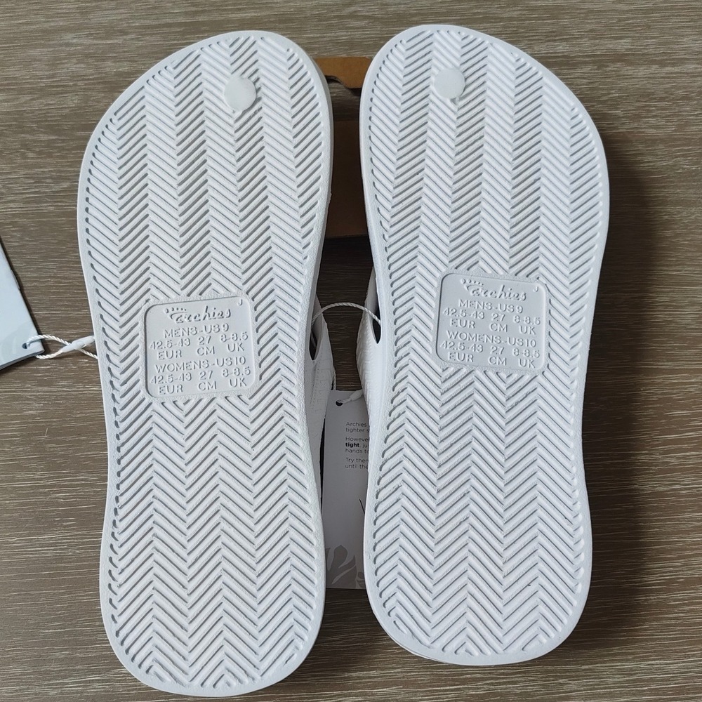 Archies Arch Support Flip Flops White Women 10 / Men 9 New With Tags - Picture 12 of 12